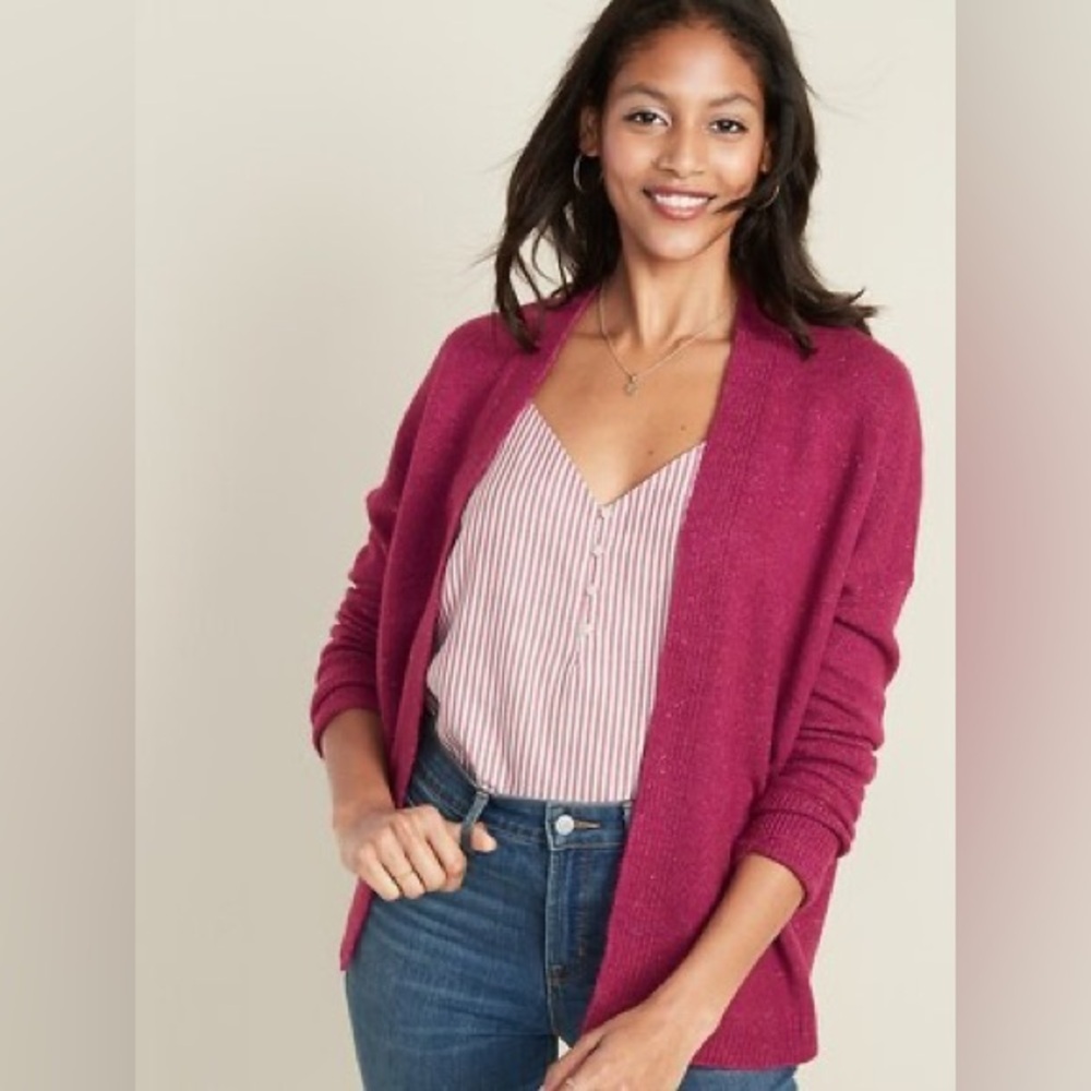 NWOT Old Navy Open-Front Cocoon Sweater, Size XXL (20), Berry